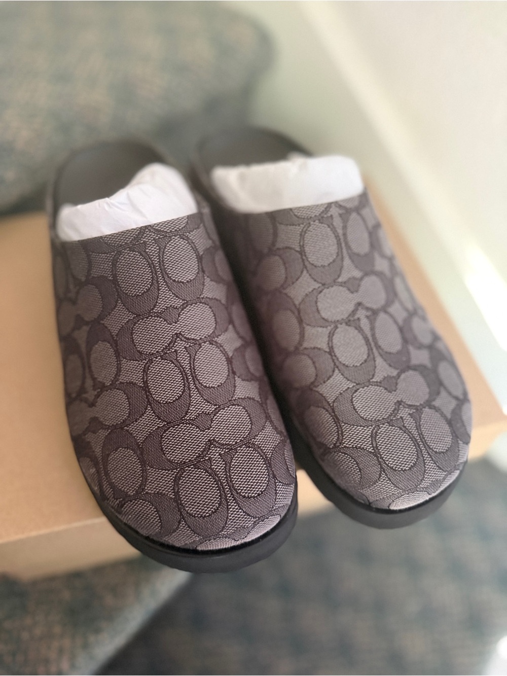 Coach Brown Signature Clog Slip-On with Black Sole women’s size 10 - Picture 3 of 16